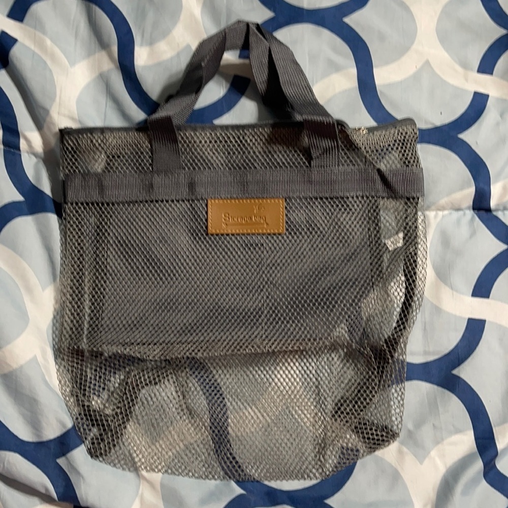 New gray mesh storage bag
